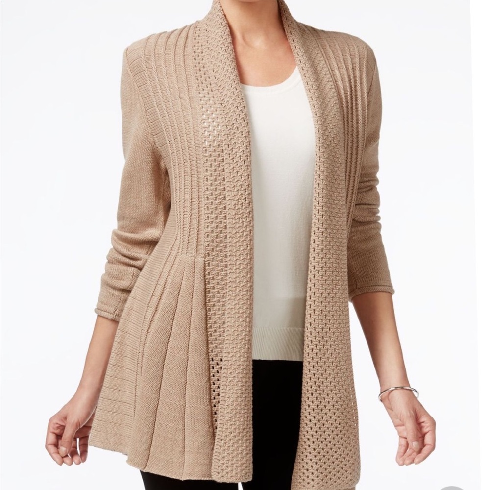 1X NY Collection Woman Tan Open Cardigan